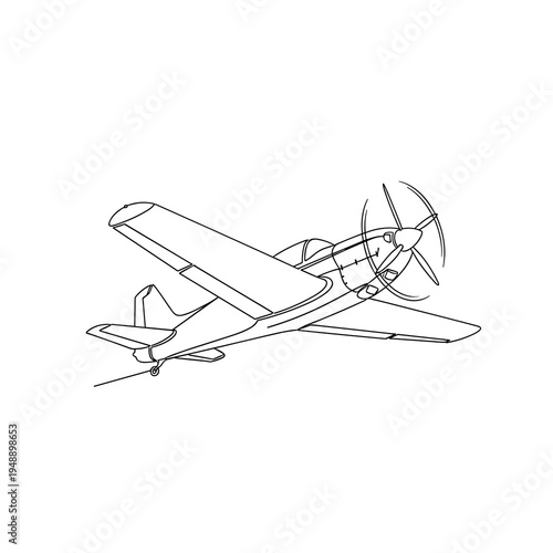 Minimalist Single Line Drawing of a Light Aircraft