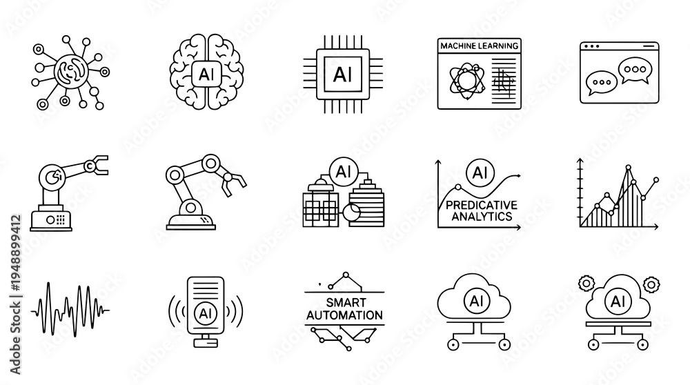 Fototapeta premium Machine Learning Icons