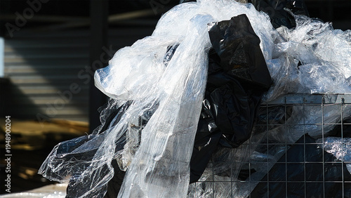 Metal lattice transportation box with foil package garbage plastic waste