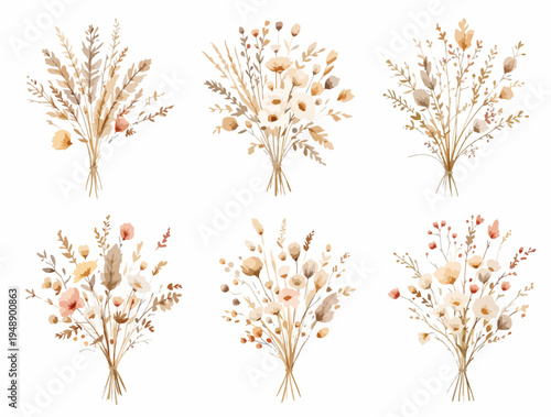 Romantic pastel floral dividers with delicate stems and blossoms perfect for wedding invitations and feminine stationery.