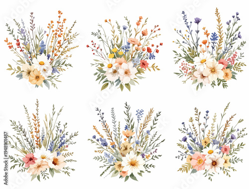 Light and Airy Floral Garlands Perfect for Wedding Stationery and Branding Designs