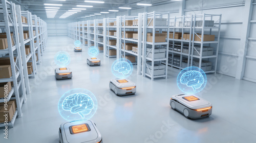 Autonomous robot artificial intelligence warehouse logistics automation storage technology innovation efficiency smart system modern distribution supply chain industry inventory management
