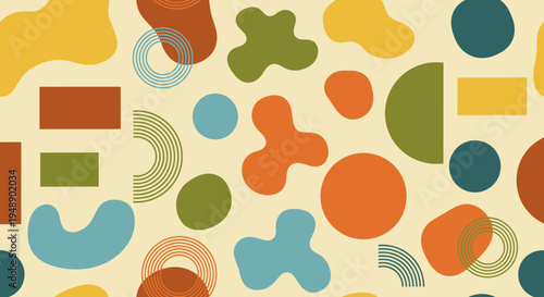 Abstract Geometric Shapes Mid-Century Modern Background Pattern Vector Art