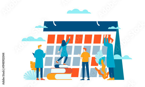 Team Planning Schedule on Large Calendar with Education Books