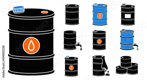Oil Barrels - A Collection of Industrial Storage Containers.