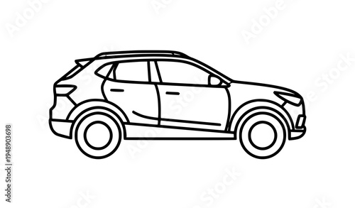 Modern Crossover SUV Outline Icon Minimal Car Transportation Vector