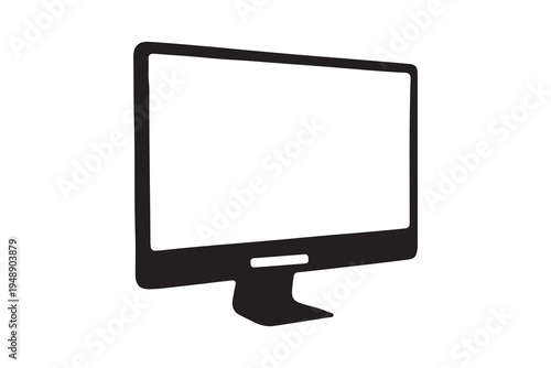LCD TV and Computer Monitor on White Background with Black Frame and Wide Screen Display.