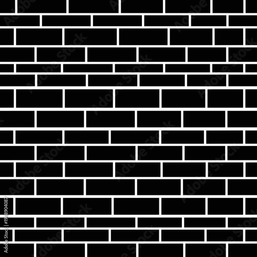 Black Brick Wall Texture with White Grout