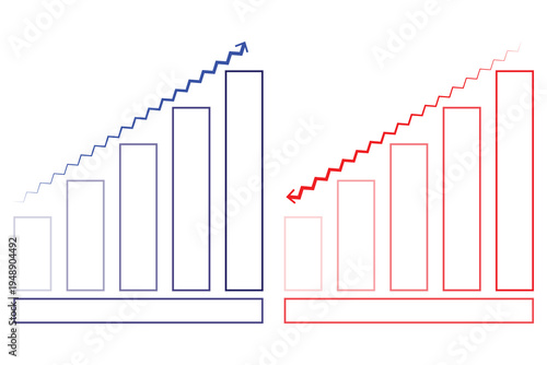 business growth and financial success comparison vector illustration