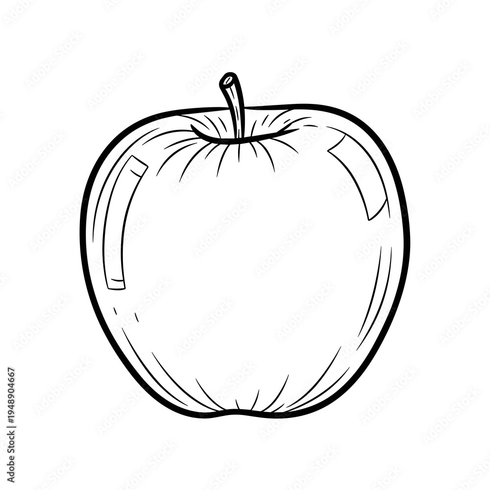 Obraz premium Fine Line Drawing of a Whole Apple