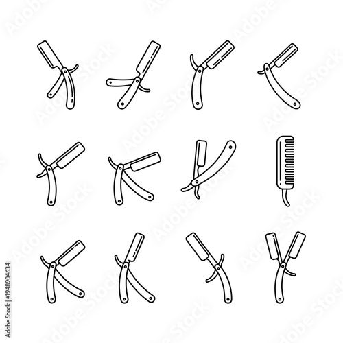 Set of Straight Razor Movement Icons