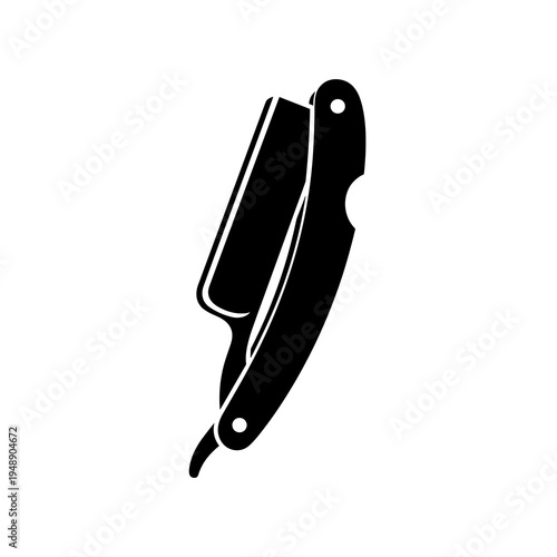 Bold Black Straight Razor Silhouette