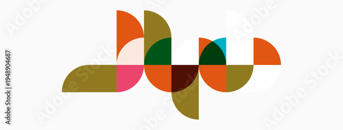 Free Download Abstract shapes overlap, creating colorful design. Geometric forms present modern aesthetic, simple composition. - GFXLoad