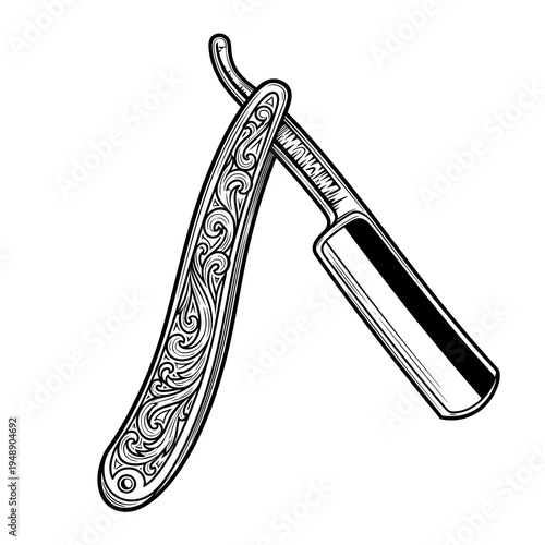 Ornate Decorative Handle Straight Razor