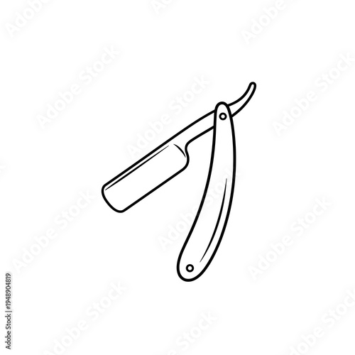 Elegant Curved Straight Razor Vector Icon