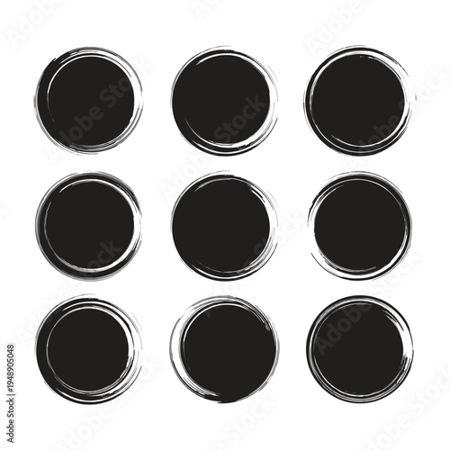 set of nine black camera lens apertures flat design vector illustration