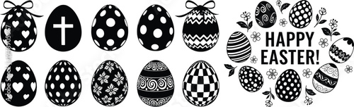 Easter Eggs Coloring Book with Diverse Patterns and Festive Elements