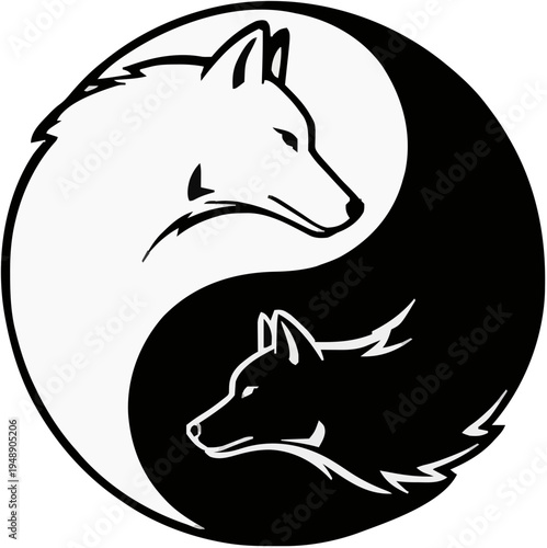Yin Yang Wolf Silhouette – Flat Vector Plotter Cut File