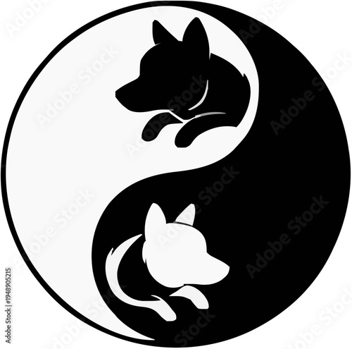 Yin Yang Dogs Silhouette – Flat Vector Plotter Cut File