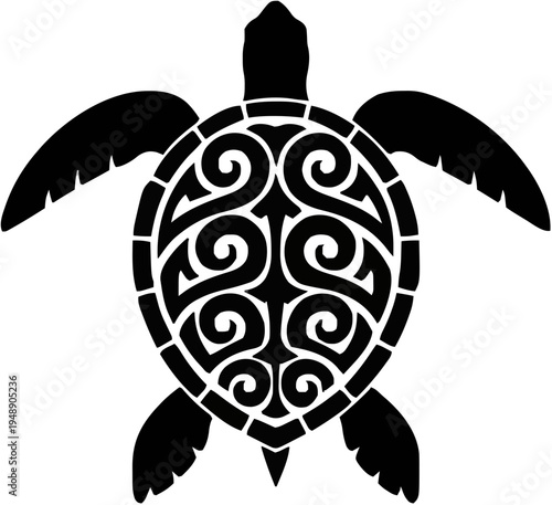 Sea Turtle Maori Style Silhouette – Flat Vector Plotter Cut File
