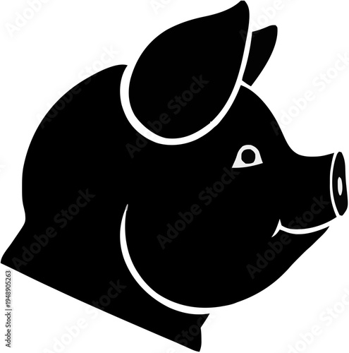 Pig Head Portrait Silhouette – Flat Vector Plotter Cut File