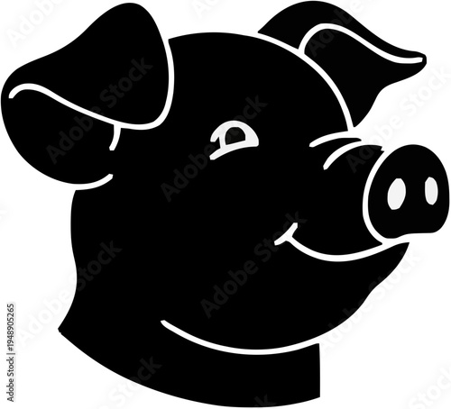 Pig Head Portrait Silhouette – Flat Vector Plotter Cut File