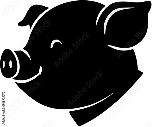 Pig Head Portrait Silhouette – Flat Vector Plotter Cut File