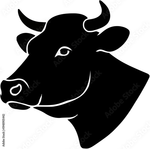 Cattle Head Portrait Silhouette – Flat Vector Plotter Cut File