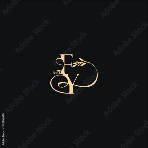 organic leaves wedding logo FY luxury feel with wavy line monogram elegant concept letter