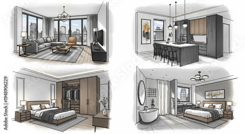 Modern Apartment Interior Design Ideas With Multiple Rooms