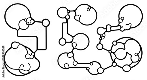 Abstract network of interconnected circles and lines in a minimalist style