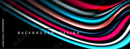 Abstract flowing ribbons, vibrant colors, dark background. Modern design element, smooth curves, dynamic composition.