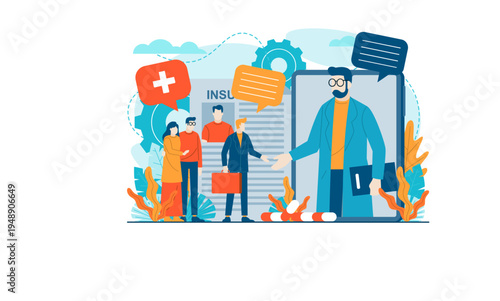 Online Medical Consultation and Health Insurance Application with Doctor, Patients, and Agent