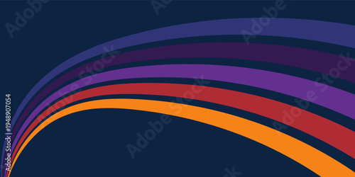 Retrofuturism of the 70s Abstract vector background with rainbow stripes – vintage wavy lines Wallpaper for posters, wall art, banners, retro color illustration in 3D perspective