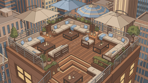 Modern Luxury Rooftop Terrace Design with City View