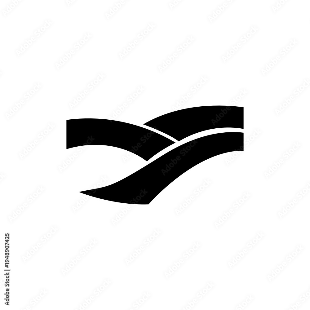 Obraz premium Abstract Agriculture Landscape Logo, Farm Fields Minimalist Icon, Rolling Hills Symbol