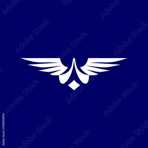 air travel wing element shape of a Jet airplane tail. transport, logistics symbol icon.
