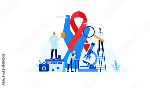 Medical Research Team Studying Disease Prevention and Global Health Awareness with Lab Equipment