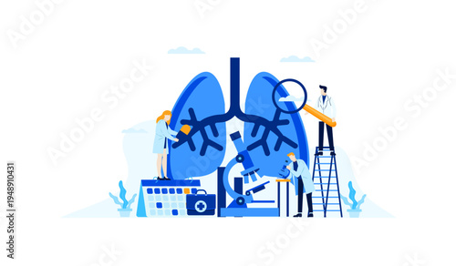 Pulmonology Medical Research Team Examining Human Lungs for Respiratory Health