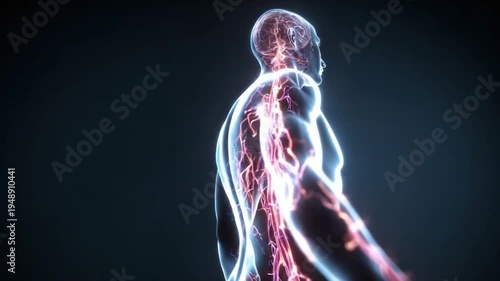 The human body: A close-up view unveils the intricate network of veins and arteries beneath the skin of the human body, providing a fascinating glimpse into our internal systems.