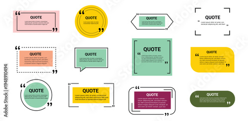 Modern Quote Text Box Collection with Speech Bubble Frames Labels and Highlighted Message Templates for Social Media Posters Presentations and Web Design