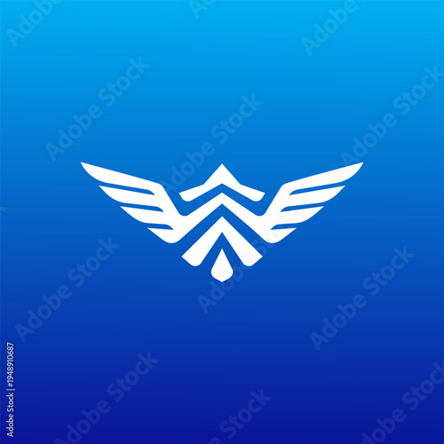 aviation wing logo of design with airplane element for travel agency, a plane take off, transport,