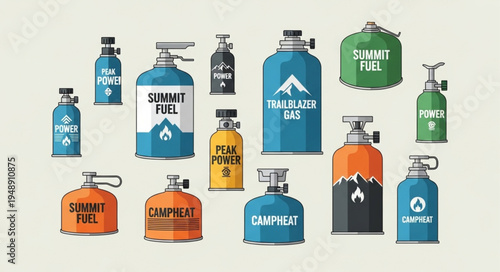 Collection of Camping Gas Canisters for Outdoor Cooking and Adventures.