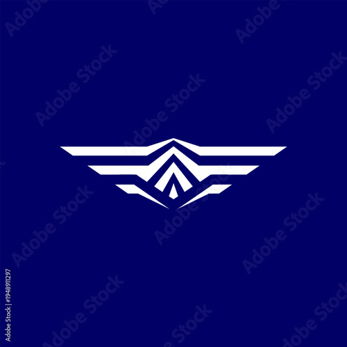 wing logo of design with airplane element for travel agency, a plane take off, transport, logistics delivery logo design