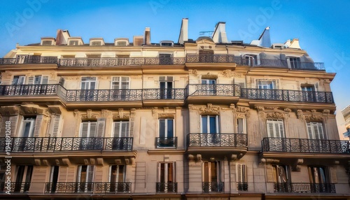 Parisian Architecture - A Classic Building Facade in France.