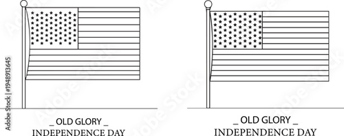 A detailed illustration of the American flag on Independence Day vector silhouette