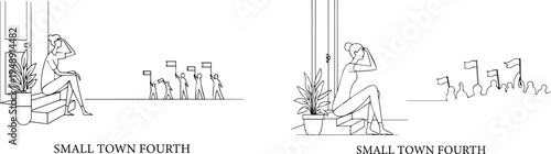 A poignant illustration of small town poverty and its effects on daily life and economy vector silhouette