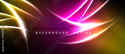 Abstract neon lines create vibrant energy. Pink, yellow hues blend, forming dynamic background design. Light streaks suggest movement.