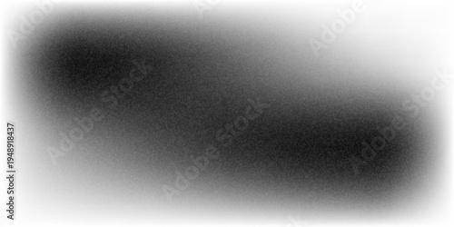 Abstract black and white grainy vignette background with soft gradient transition and stippled texture effect for cinematic overlay, dark frame border, and moody design.