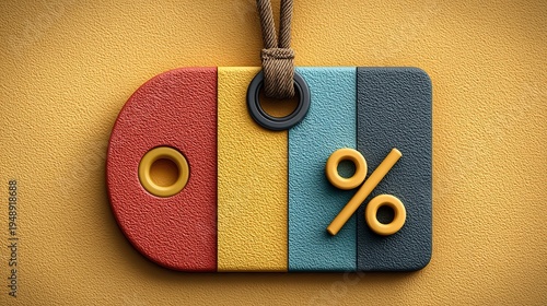 Colorful Discount Tag with Percentage Symbol, Sale and Promotion Concept